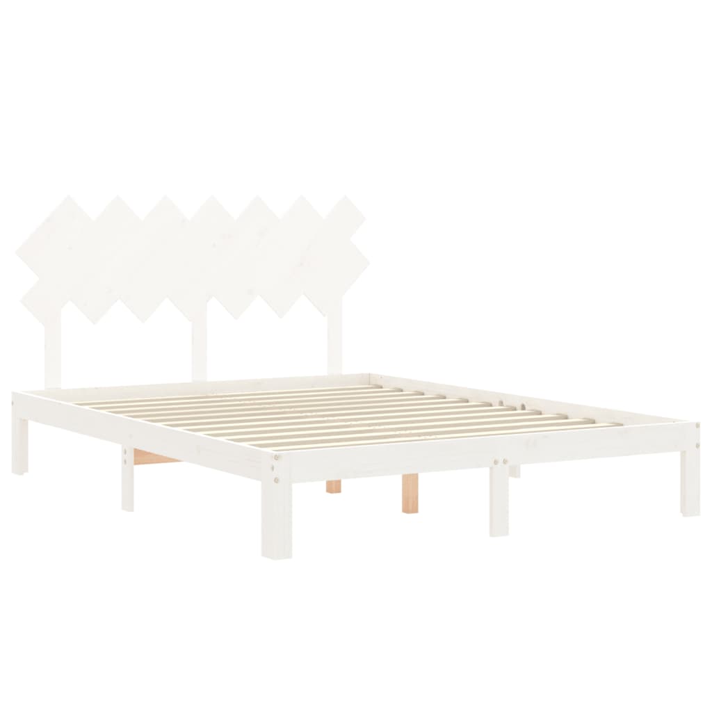 vidaXL Rama łóżka bez materaca, biała, 140x200 cm, lite drewno sosnowe