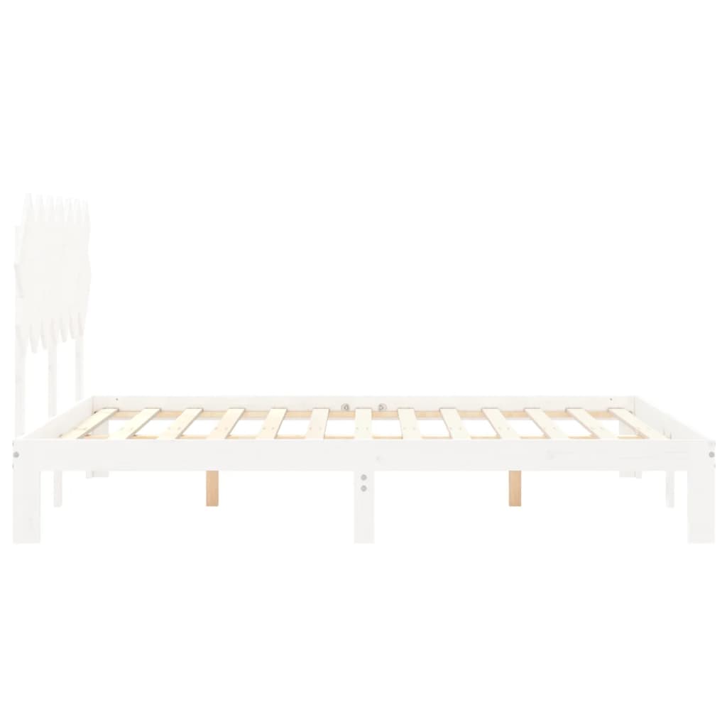 vidaXL Rama łóżka bez materaca, biała, 140x200 cm, lite drewno sosnowe
