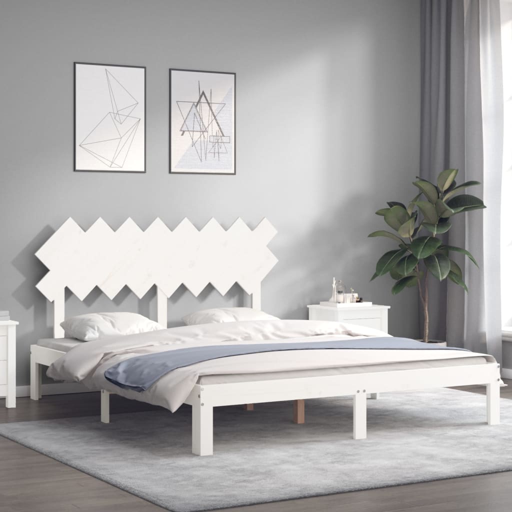vidaXL Rama łóżka bez materaca, biała, 160x200 cm, lite drewno sosnowe