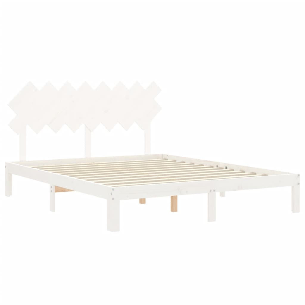 vidaXL Rama łóżka bez materaca, biała, 160x200 cm, lite drewno sosnowe