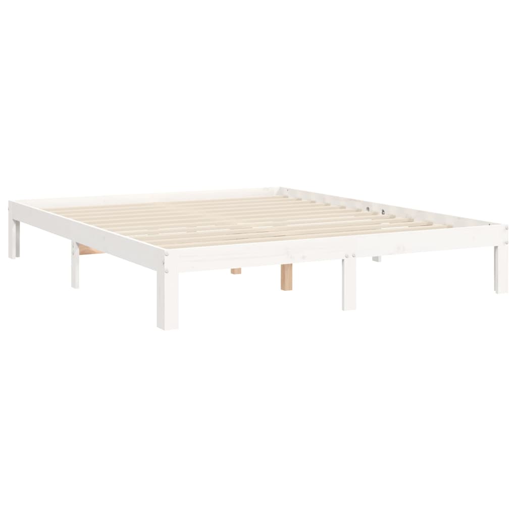 vidaXL Rama łóżka bez materaca, biała, 160x200 cm, lite drewno sosnowe