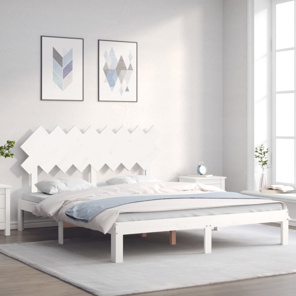 vidaXL Rama łóżka bez materaca, biała, 160x200 cm, lite drewno sosnowe