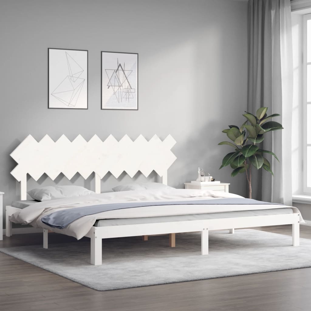 vidaXL Łóżko bez materaca, białe, 200x200 cm, lite drewno sosnowe