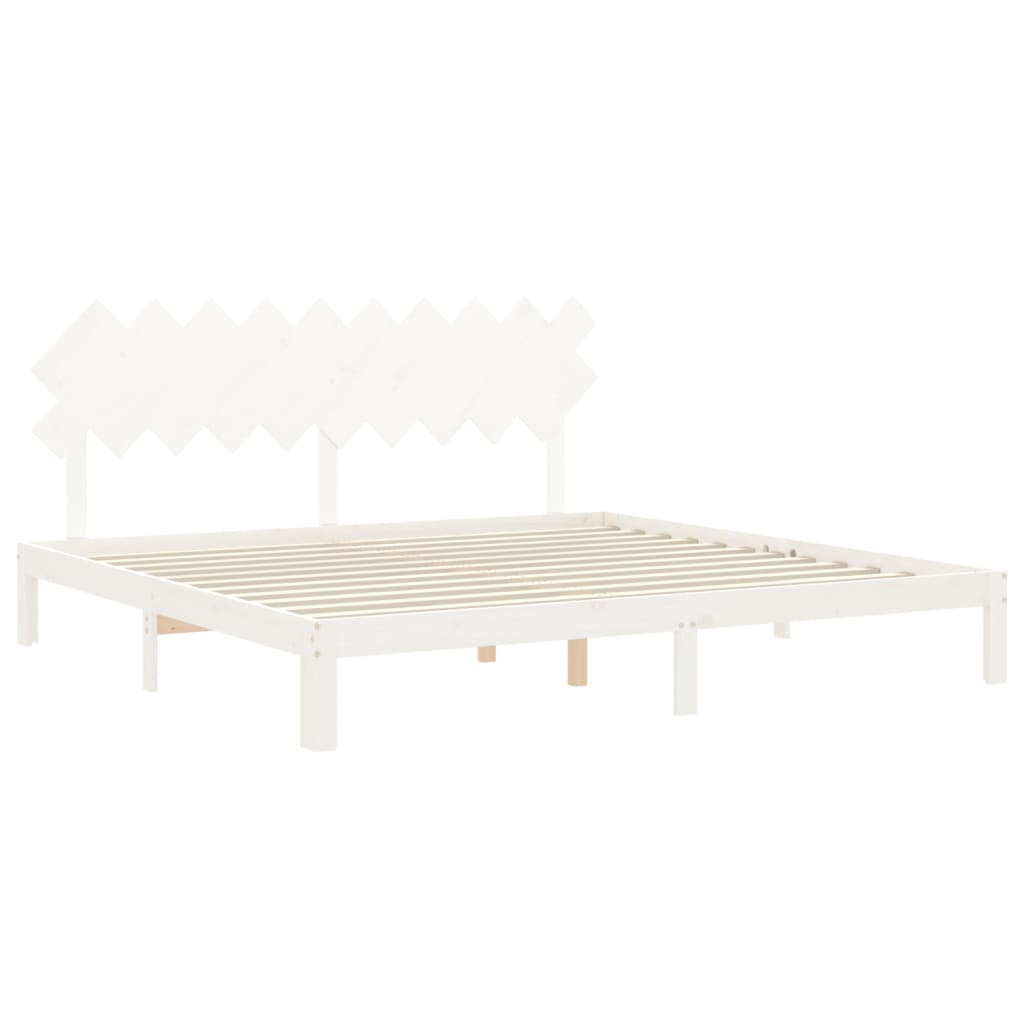 vidaXL Łóżko bez materaca, białe, 200x200 cm, lite drewno sosnowe