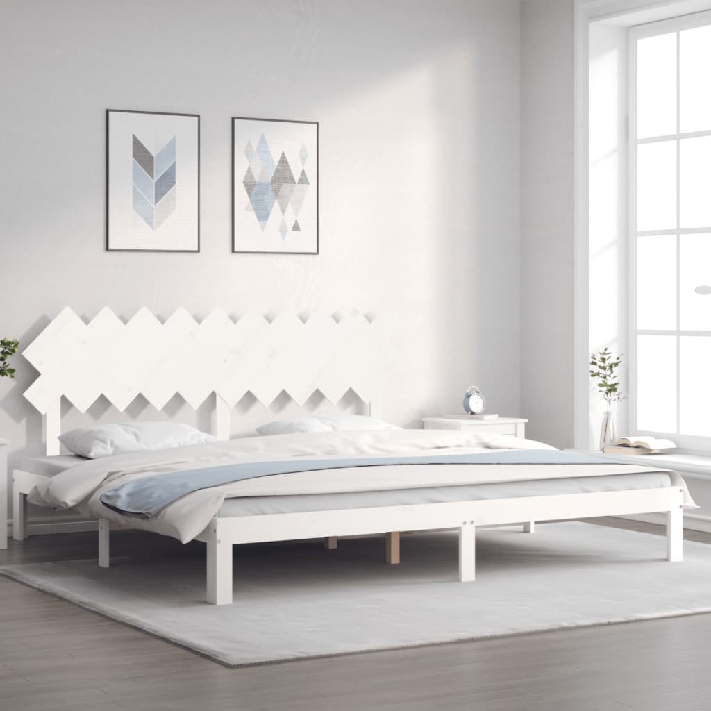 vidaXL Łóżko bez materaca, białe, 200x200 cm, lite drewno sosnowe