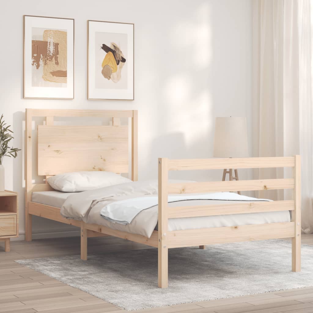 vidaXL Rama łóżka z wezgłowiem, 100x200 cm, lite drewno