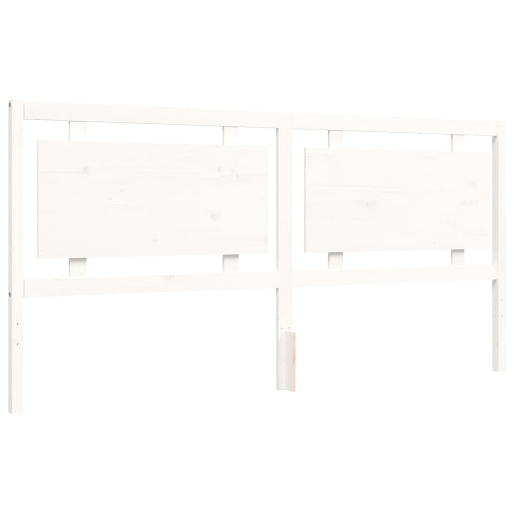 vidaXL Rama łóżka z wezgłowiem, biała, 200x200 cm, lite drewno