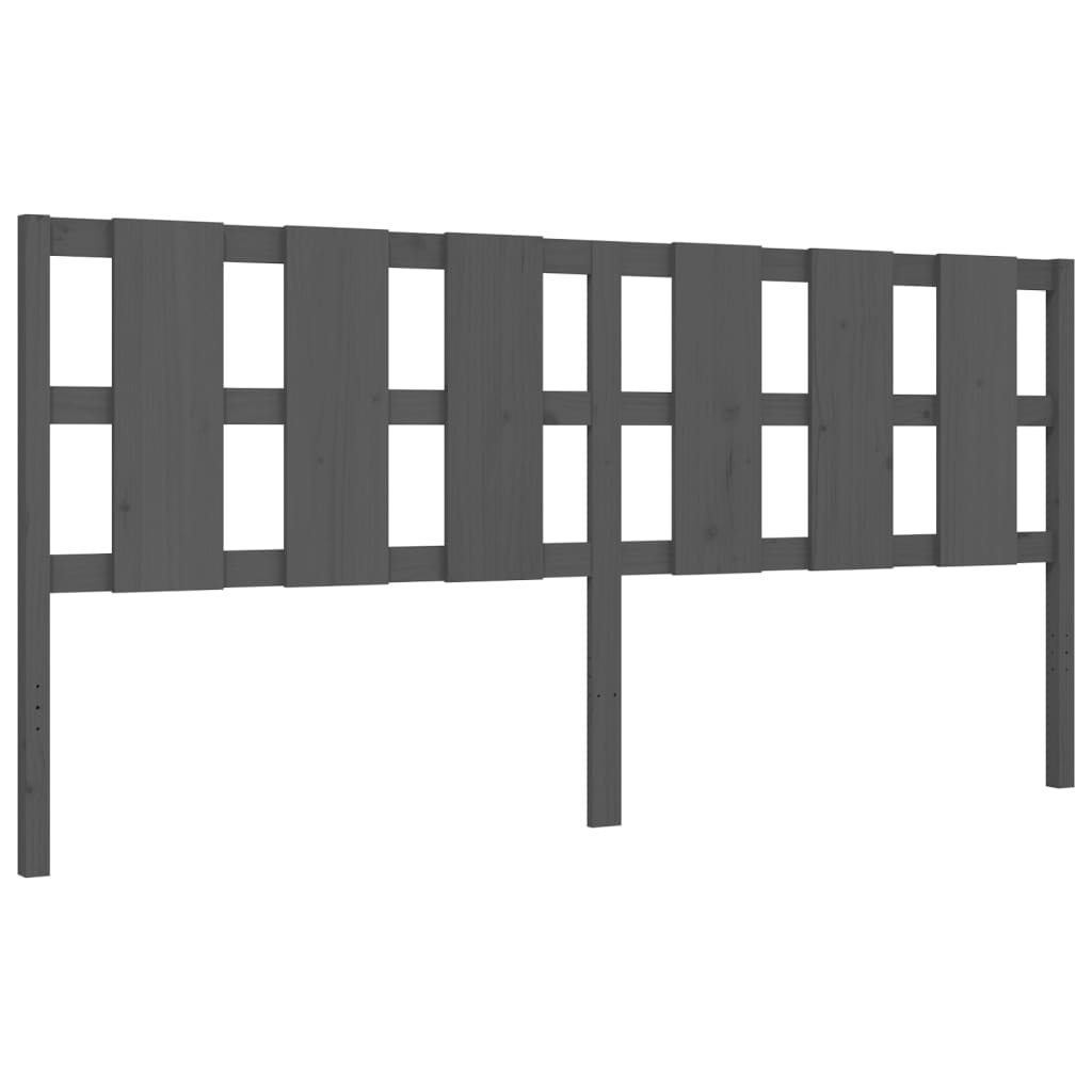 vidaXL Rama łóżka z wezgłowiem, szara, 200x200 cm, lite drewno
