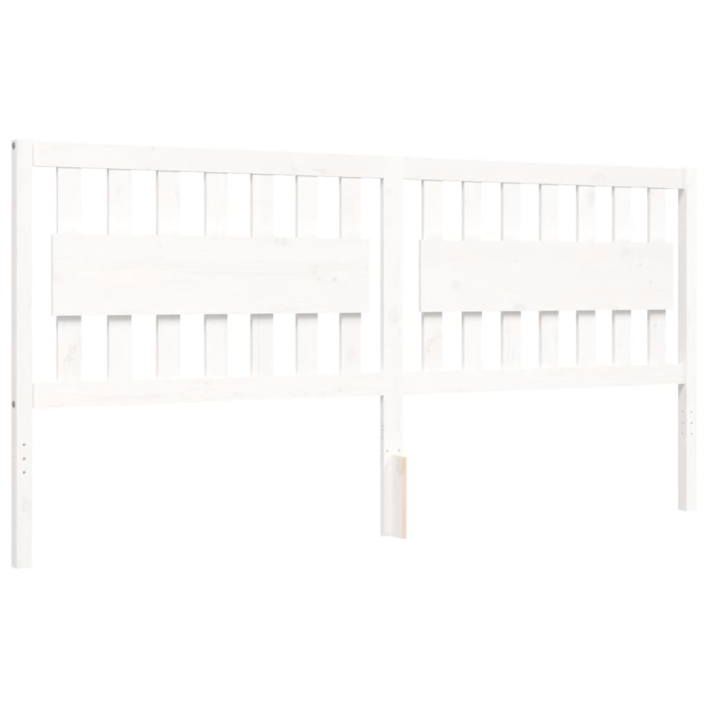 vidaXL Rama łóżka z wezgłowiem, biała, 200x200 cm, lite drewno