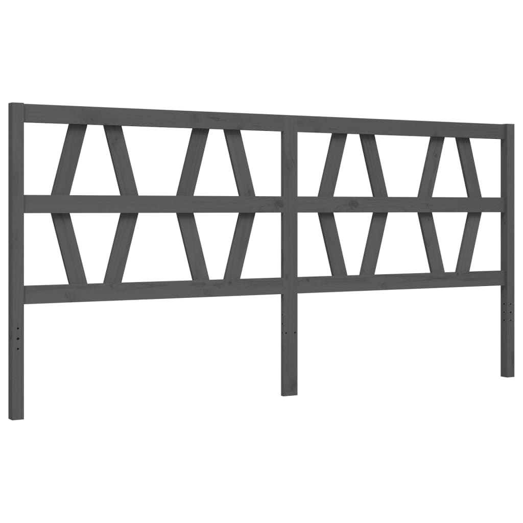vidaXL Rama łóżka z wezgłowiem, szara, 200x200 cm, lite drewno