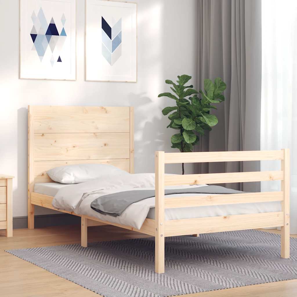 vidaXL Rama łóżka z wezgłowiem, 100x200 cm, lite drewno