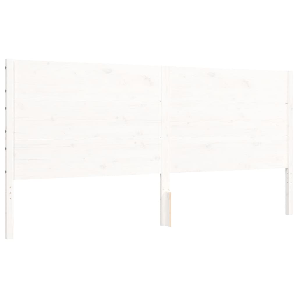 vidaXL Rama łóżka z wezgłowiem, biała, 200x200 cm, lite drewno