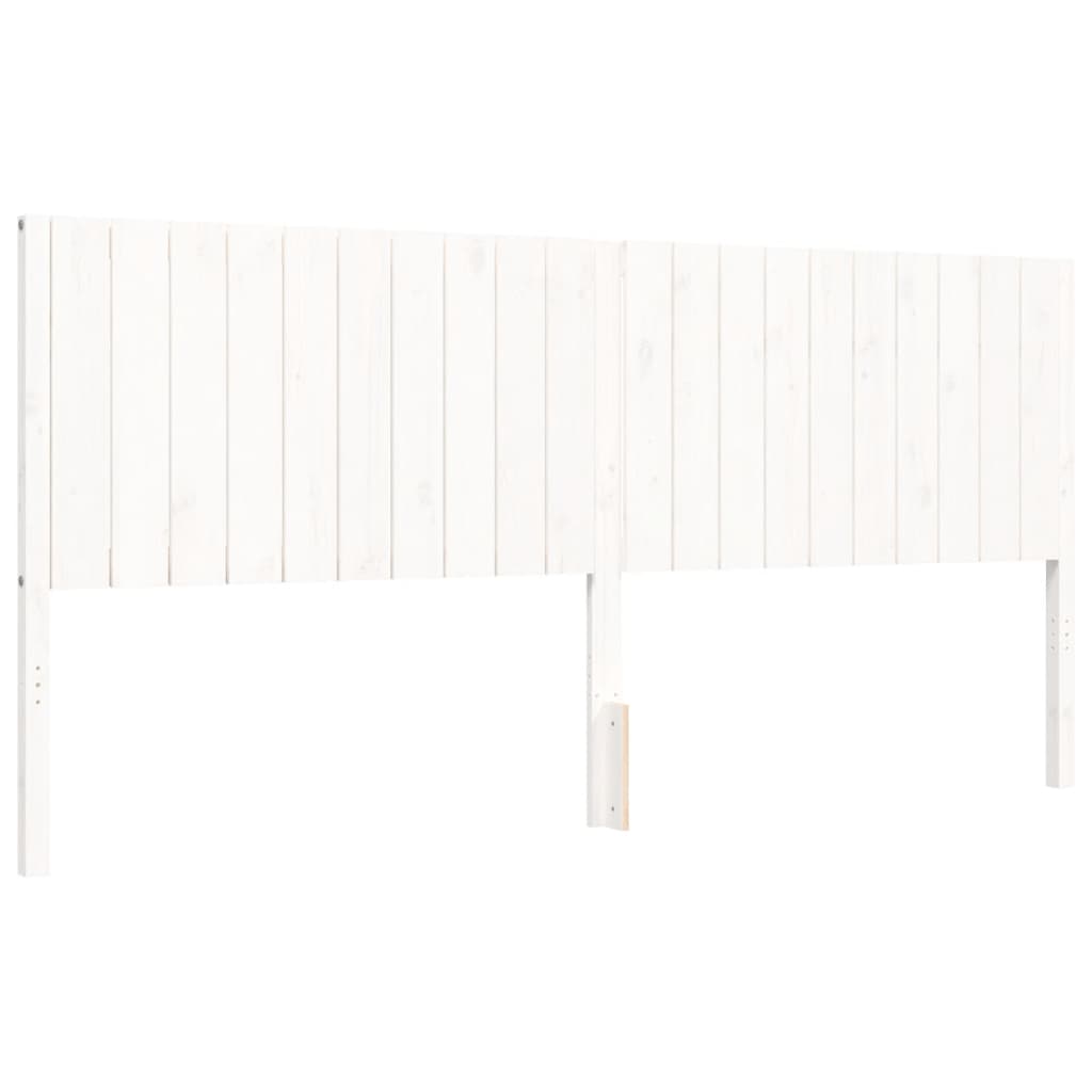 vidaXL Rama łóżka z wezgłowiem, biała, 200x200 cm, lite drewno