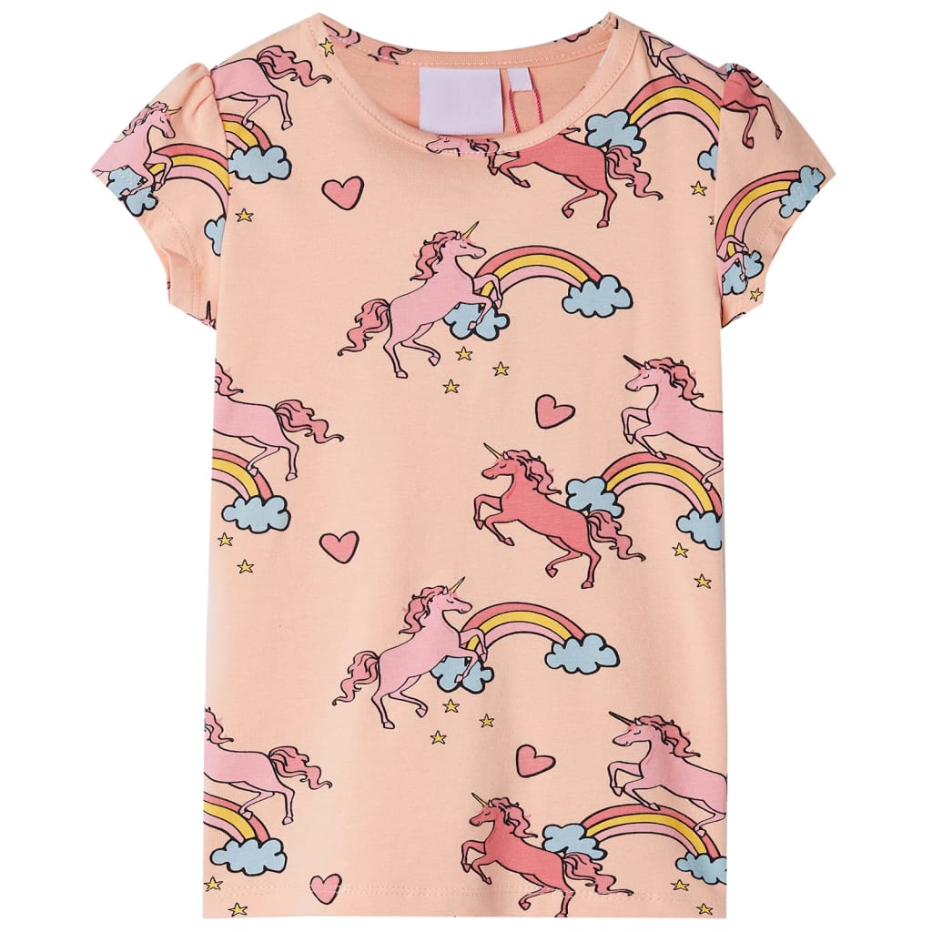 Piżama dziecięca z krótkimi rękawami, jasnopomarańczowa, 128