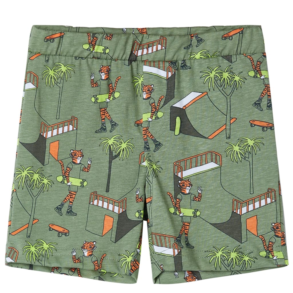 Piżama dziecięca z krótkimi rękawami, khaki, 128