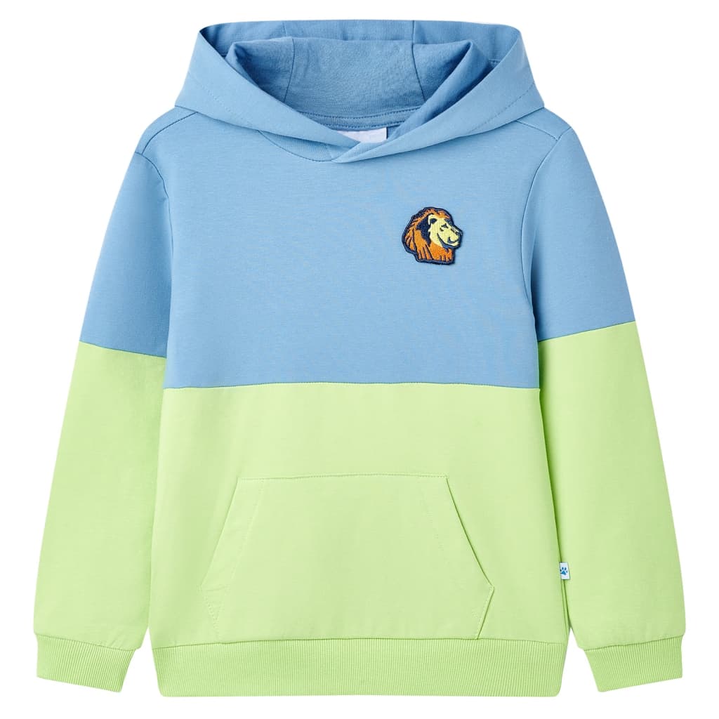 Bluza dziecięca z kapturem, niebieski i pastelowy żółty, 92