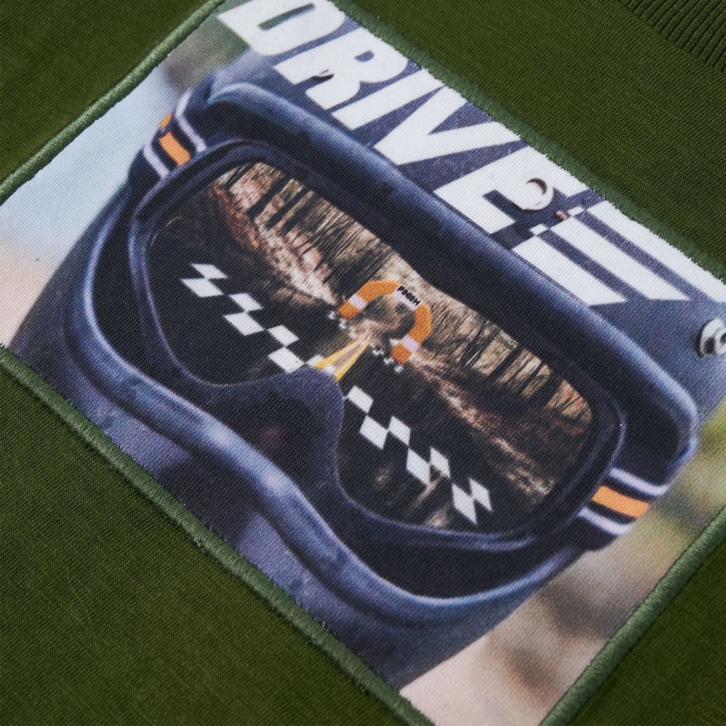 Koszulka dziecięca z długimi rękawami, ciemne khaki, 128