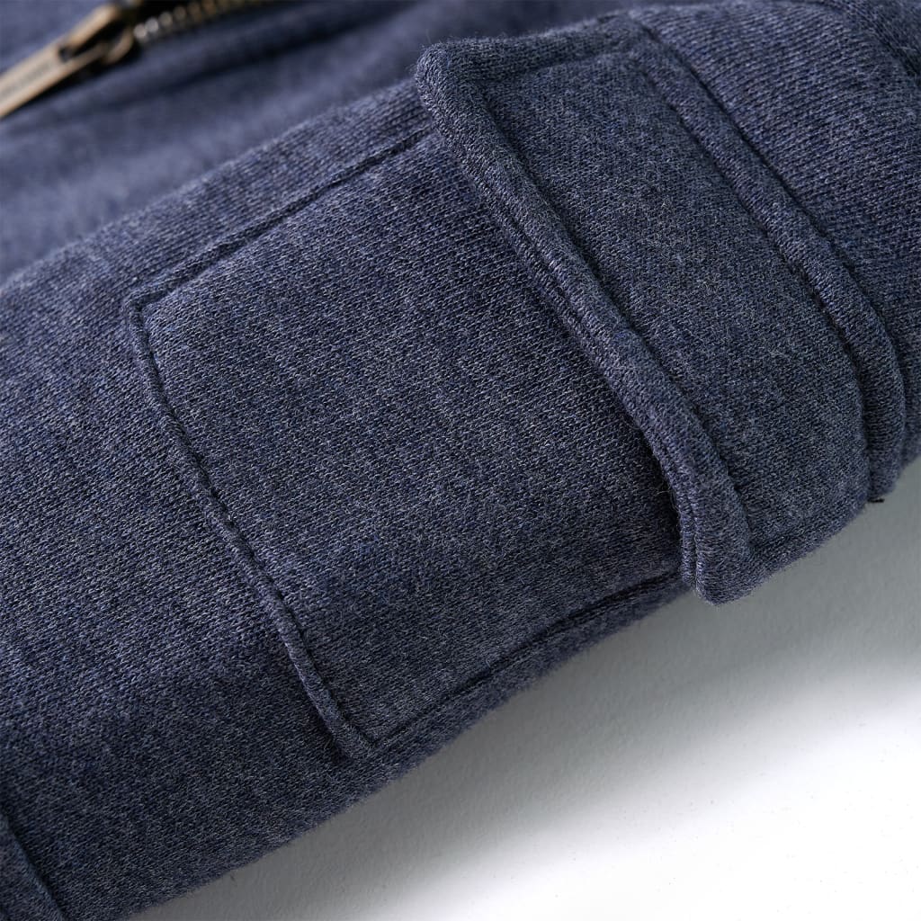 Bluza dziecięca z kapturem i zapięciem na zamek, niebieski melanż, 104