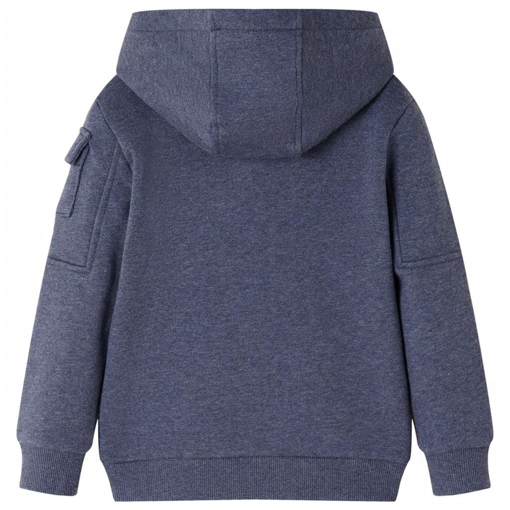 Bluza dziecięca z kapturem i zapięciem na zamek, niebieski melanż, 128