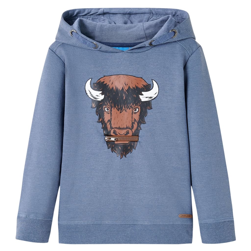 Bluza dziecięca z kapturem, niebieski melanż, 104