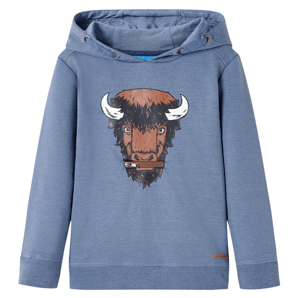 Bluza dziecięca z kapturem, niebieski melanż, 128