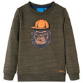 Bluza dziecięca, ciemne khaki, melanż, 104