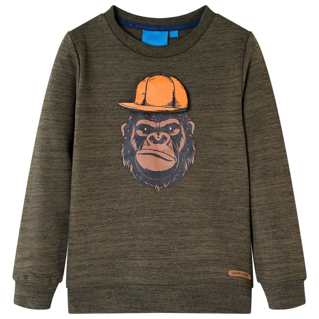 Bluza dziecięca, ciemne khaki, melanż, 104