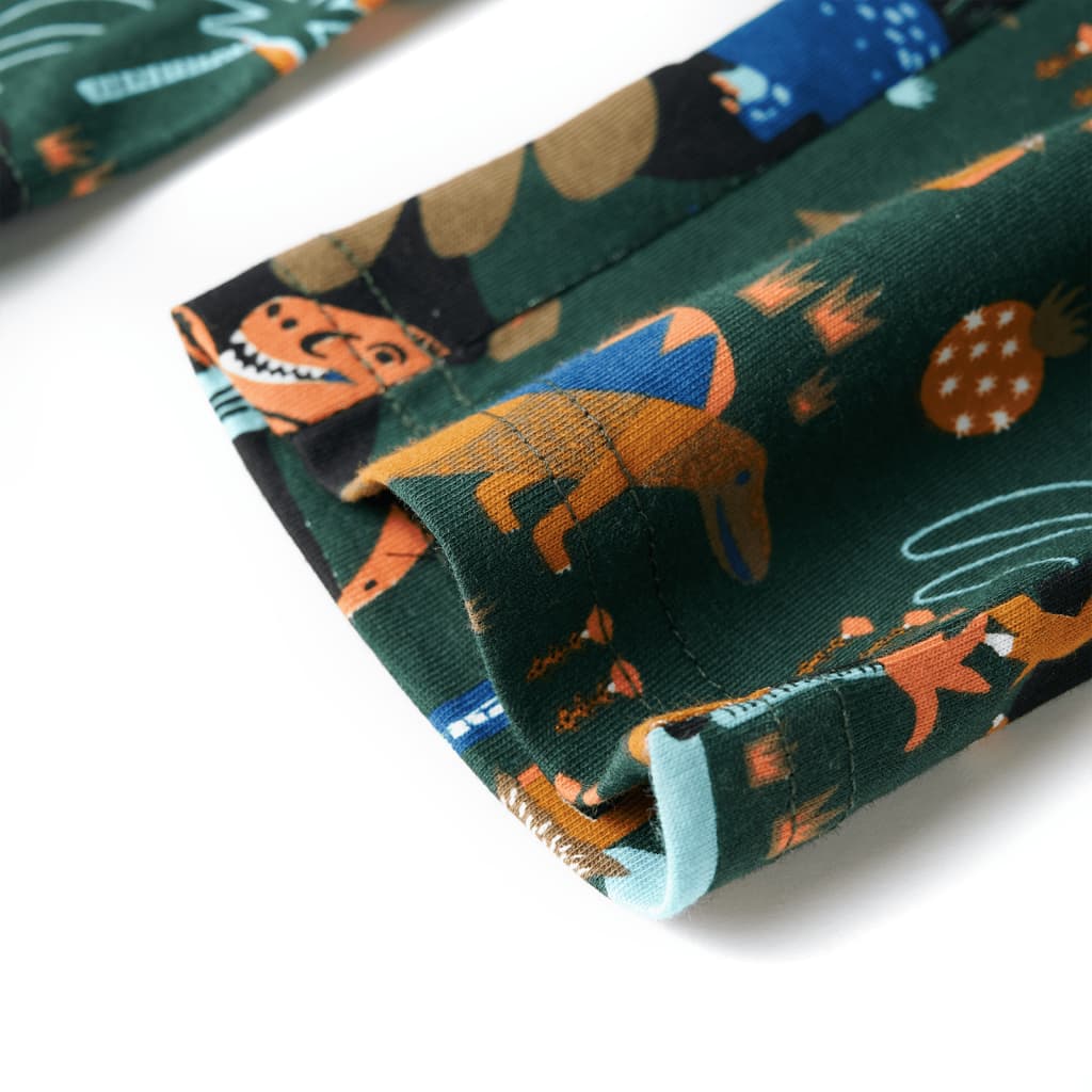 Piżama dziecięca z długimi rękawami, ciemnozielona, 92