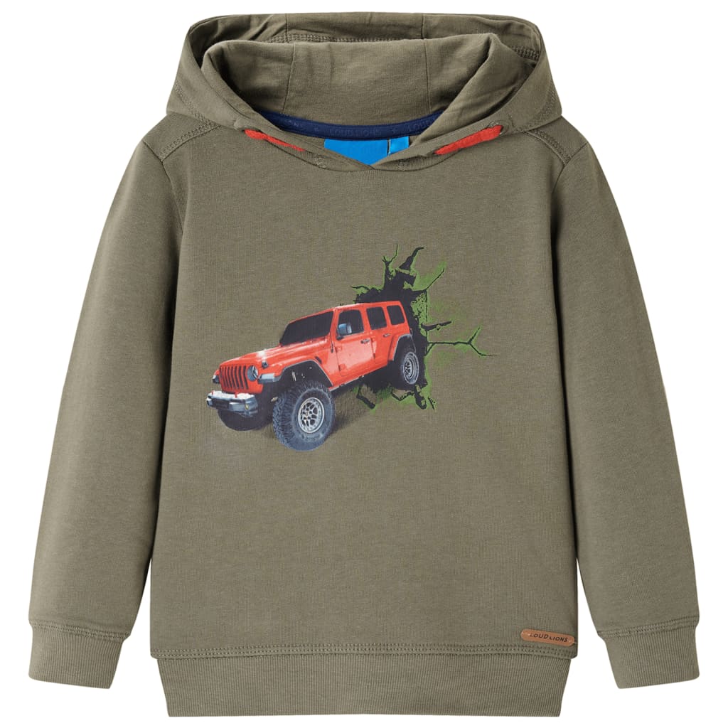 Bluza dziecięca z kapturem, khaki, 128