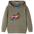 Bluza dziecięca z kapturem, khaki, 128
