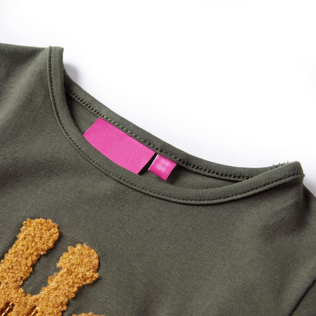 Koszulka dziecięca z długimi rękawami, khaki, 104