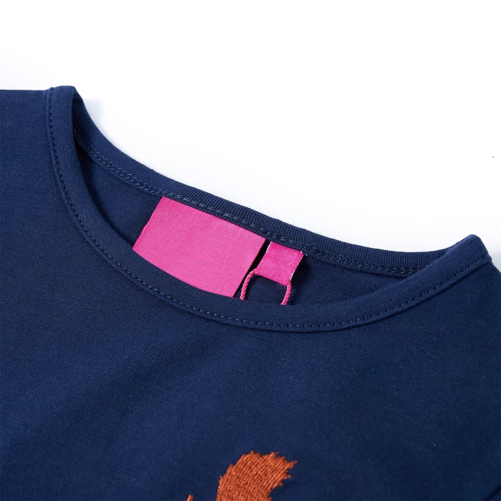 Koszulka dziecięca z długimi rękawami, granatowa, 128