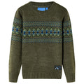 Sweter dziecięcy z dzianiny, khaki, 116