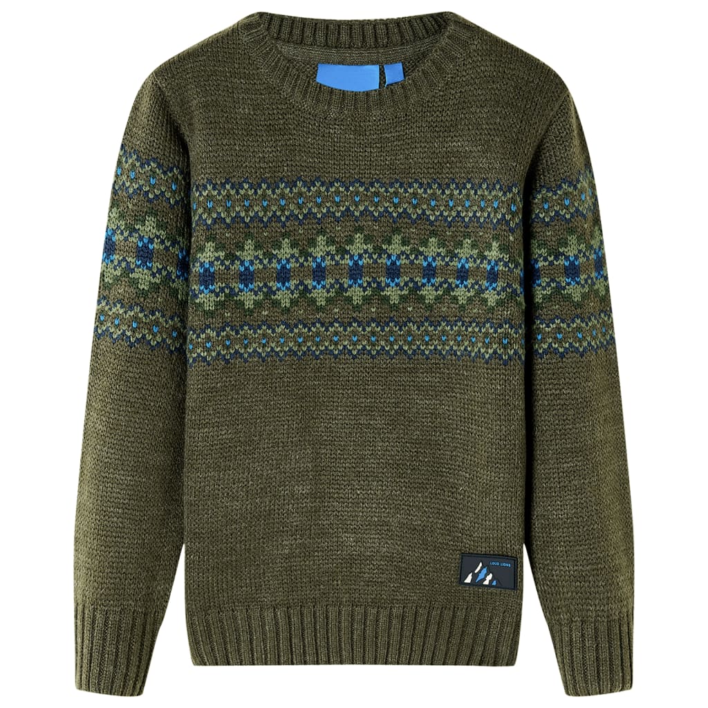 Sweter dziecięcy z dzianiny, khaki, 116