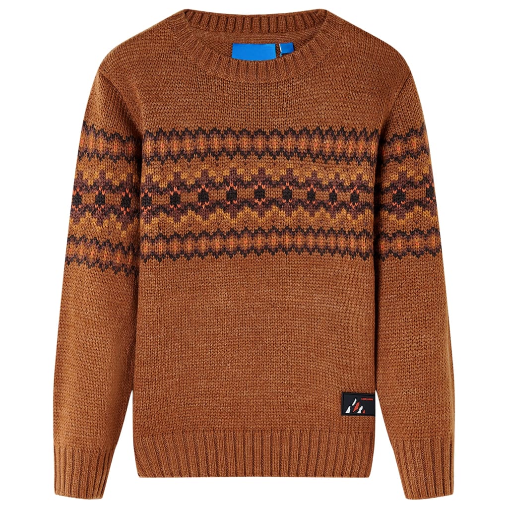 Sweter dziecięcy z dzianiny, koniakowy, 92
