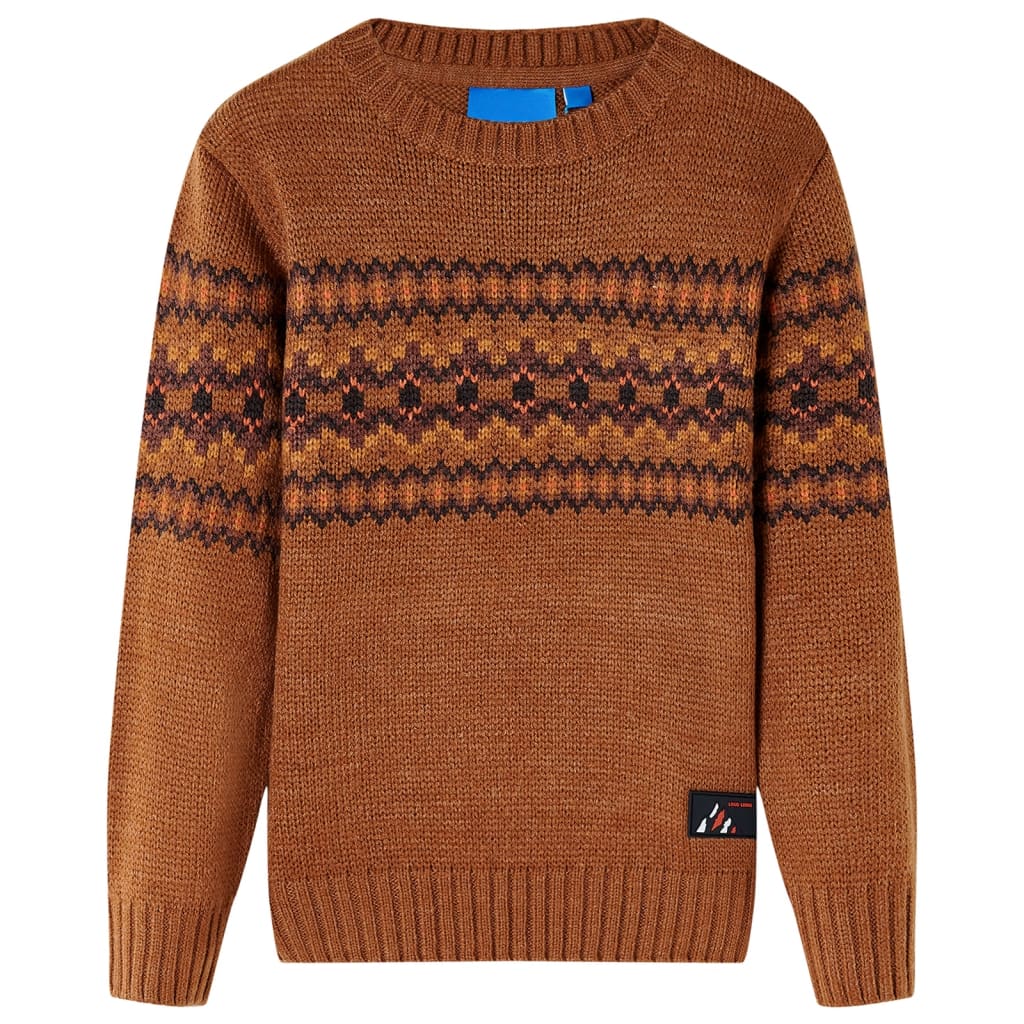 Sweter dziecięcy z dzianiny, koniakowy, 116