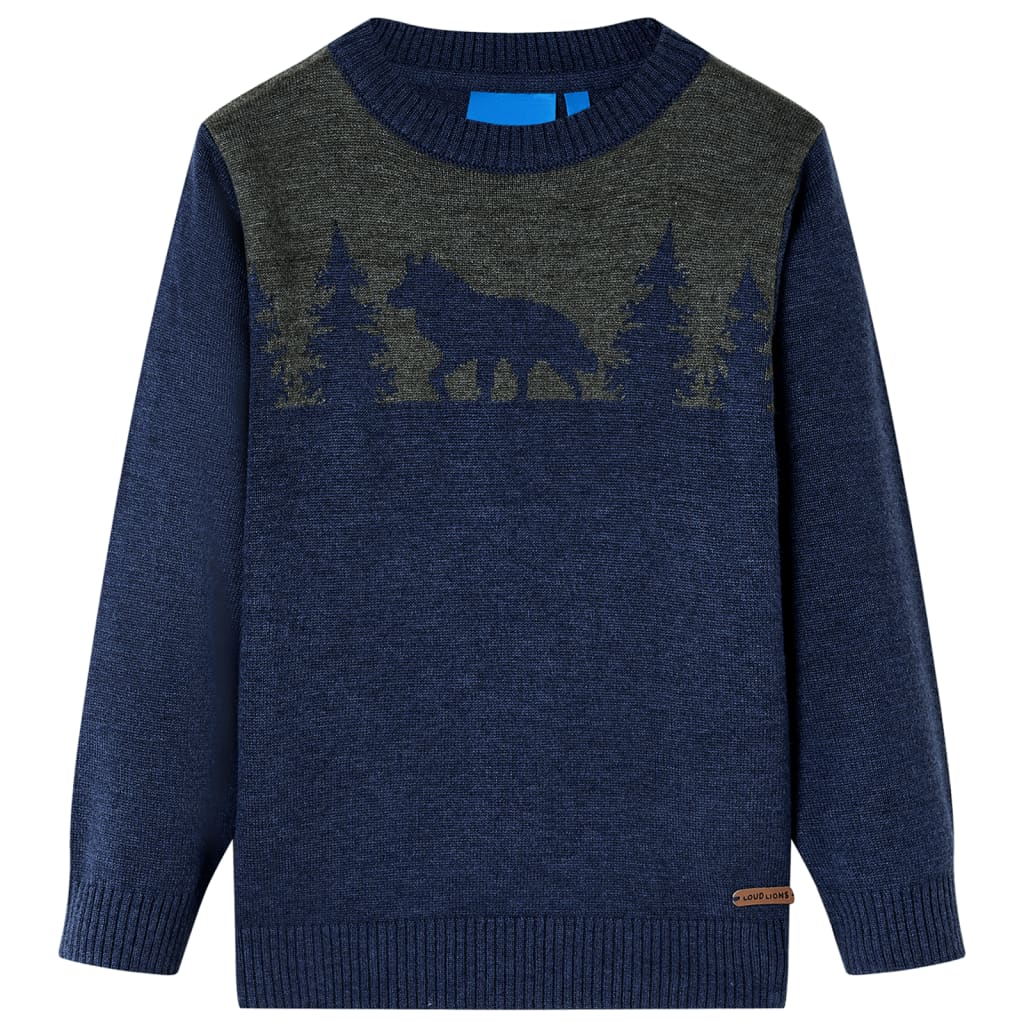 Sweter dziecięcy z dzianiny, granatowy, 104
