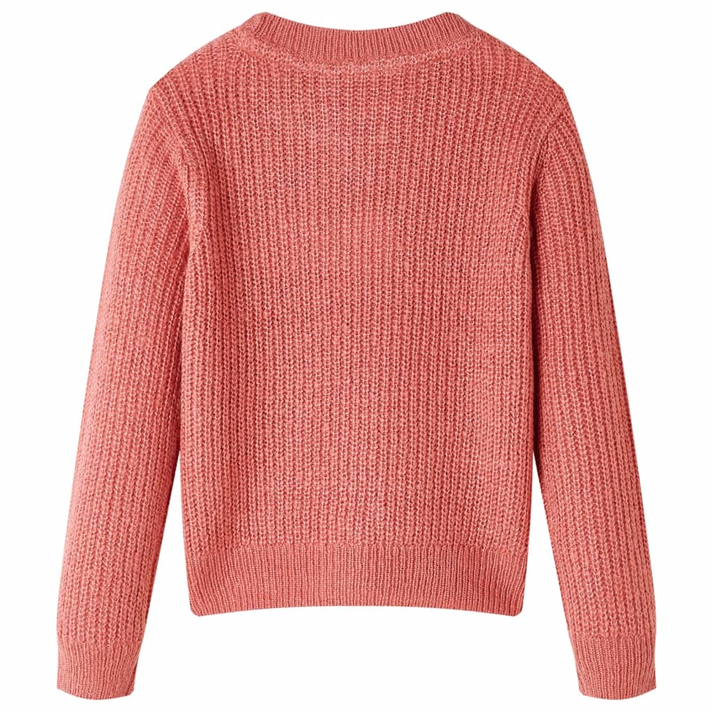 Sweter dziecięcy z dzianiny, średni róż, 128