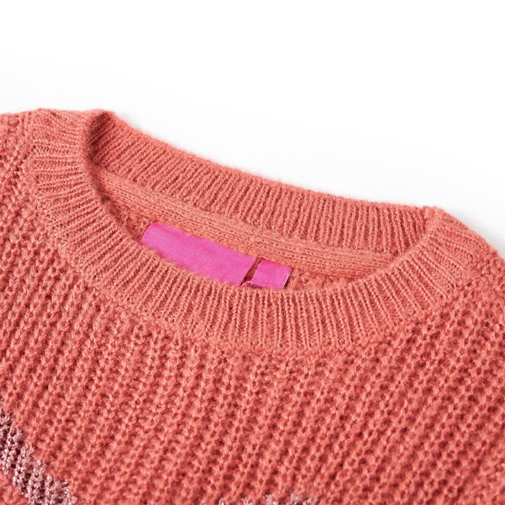 Sweter dziecięcy z dzianiny, średni róż, 128