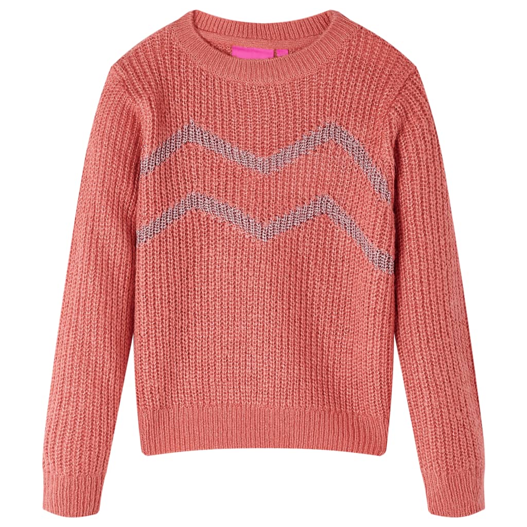 Sweter dziecięcy z dzianiny, średni róż, 140