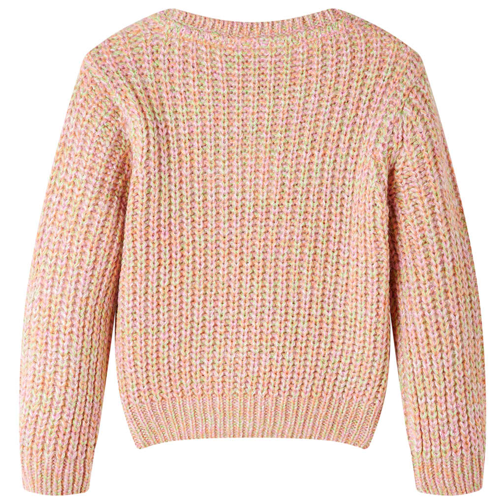 Sweter dziecięcy z dzianiny, pastelowy róż, 104