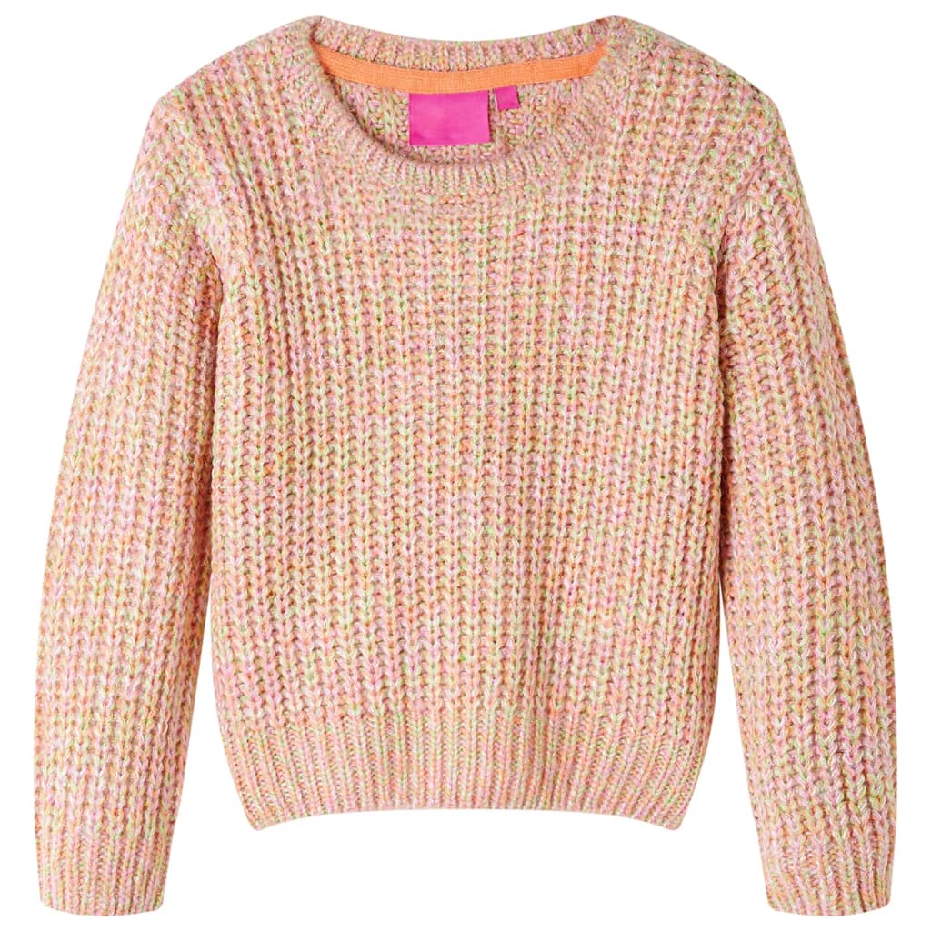 Sweter dziecięcy z dzianiny, pastelowy róż, 128