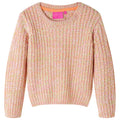 Sweter dziecięcy z dzianiny, pastelowy róż, 128