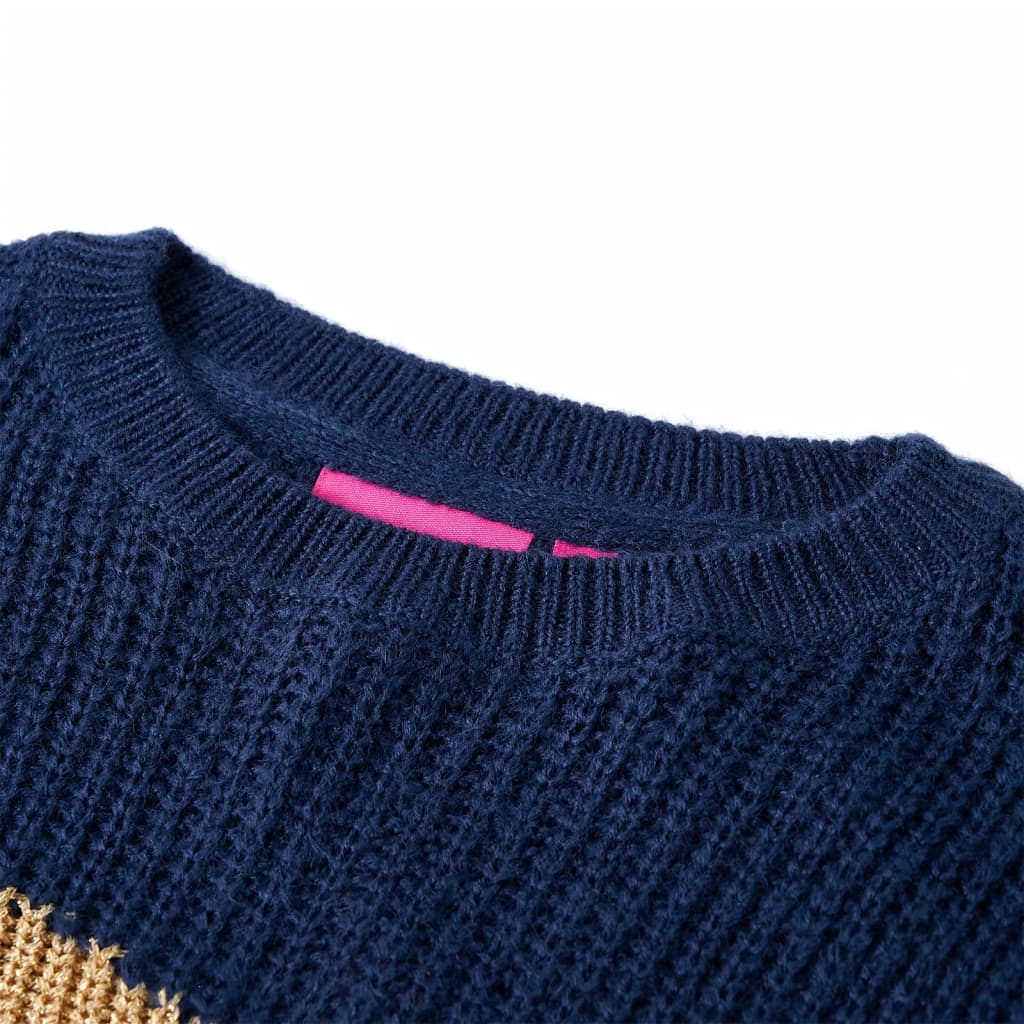Sweter dziecięcy z dzianiny, granatowy, 140