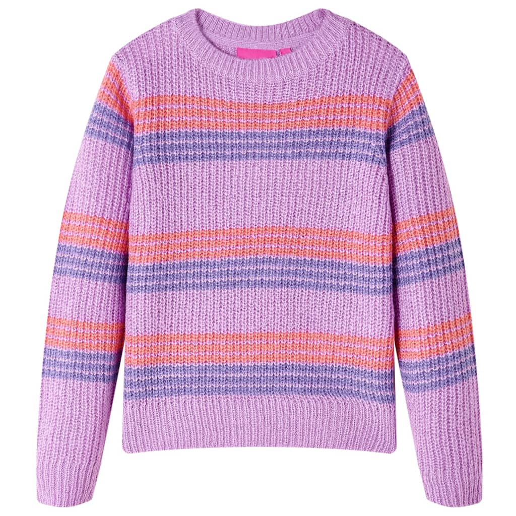 Sweter dziecięcy z dzianiny, w paski, liliowo-różowy, 92