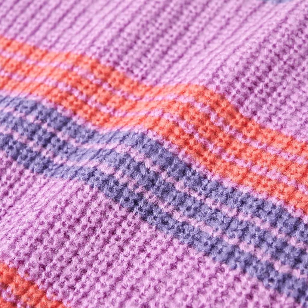 Sweter dziecięcy z dzianiny, w paski, liliowo-różowy, 92