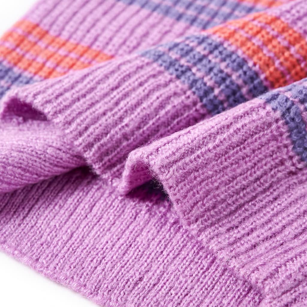 Sweter dziecięcy z dzianiny, w paski, liliowo-różowy, 92