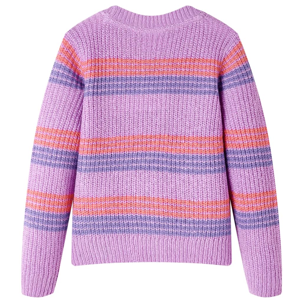 Sweter dziecięcy z dzianiny, w paski, liliowo-różowy, 104