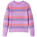 Sweter dziecięcy z dzianiny, w paski, liliowo-różowy, 128