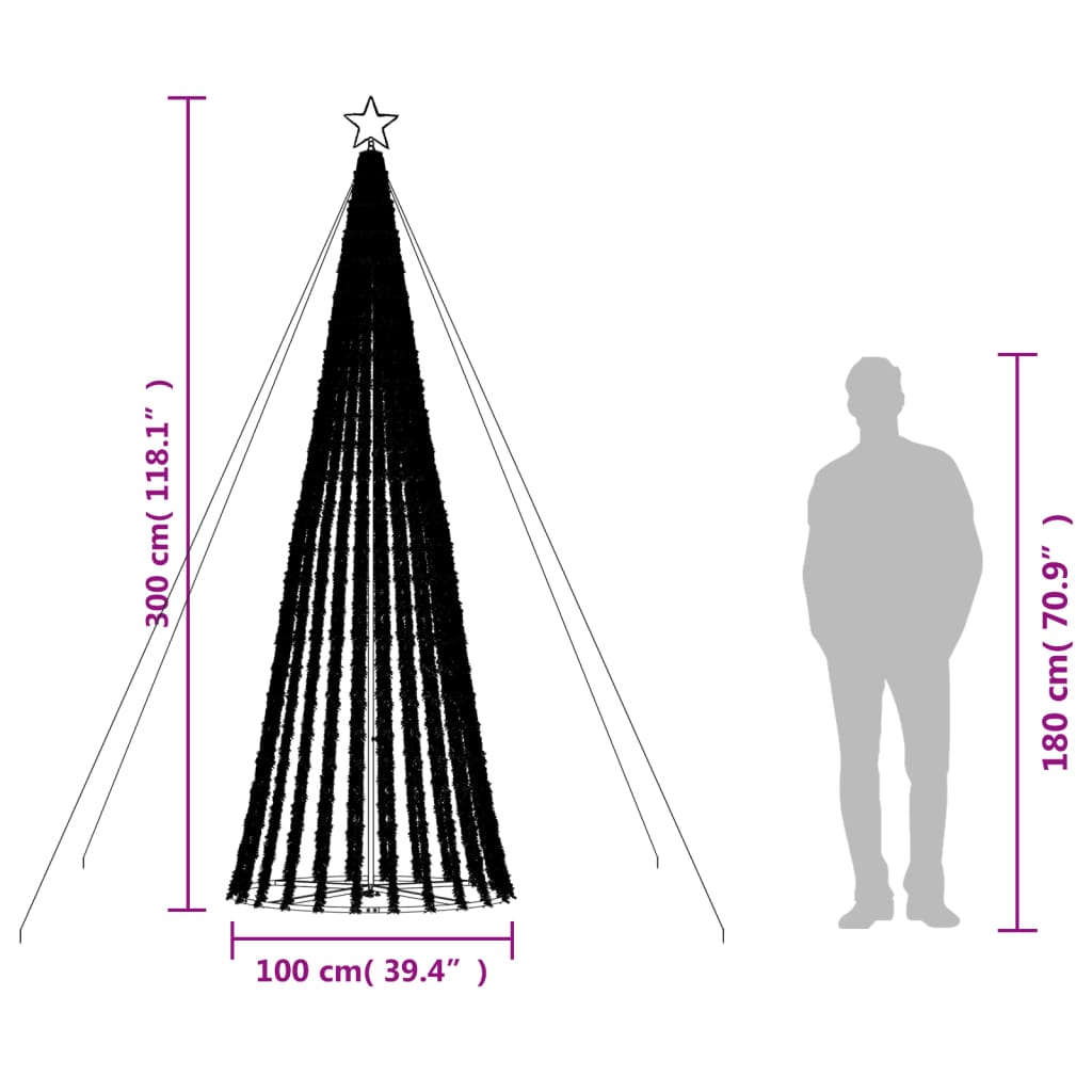 vidaXL Choinka LED 688 LEDs Niebieski 300 cm